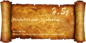 Hochfelder Szabina névjegykártya